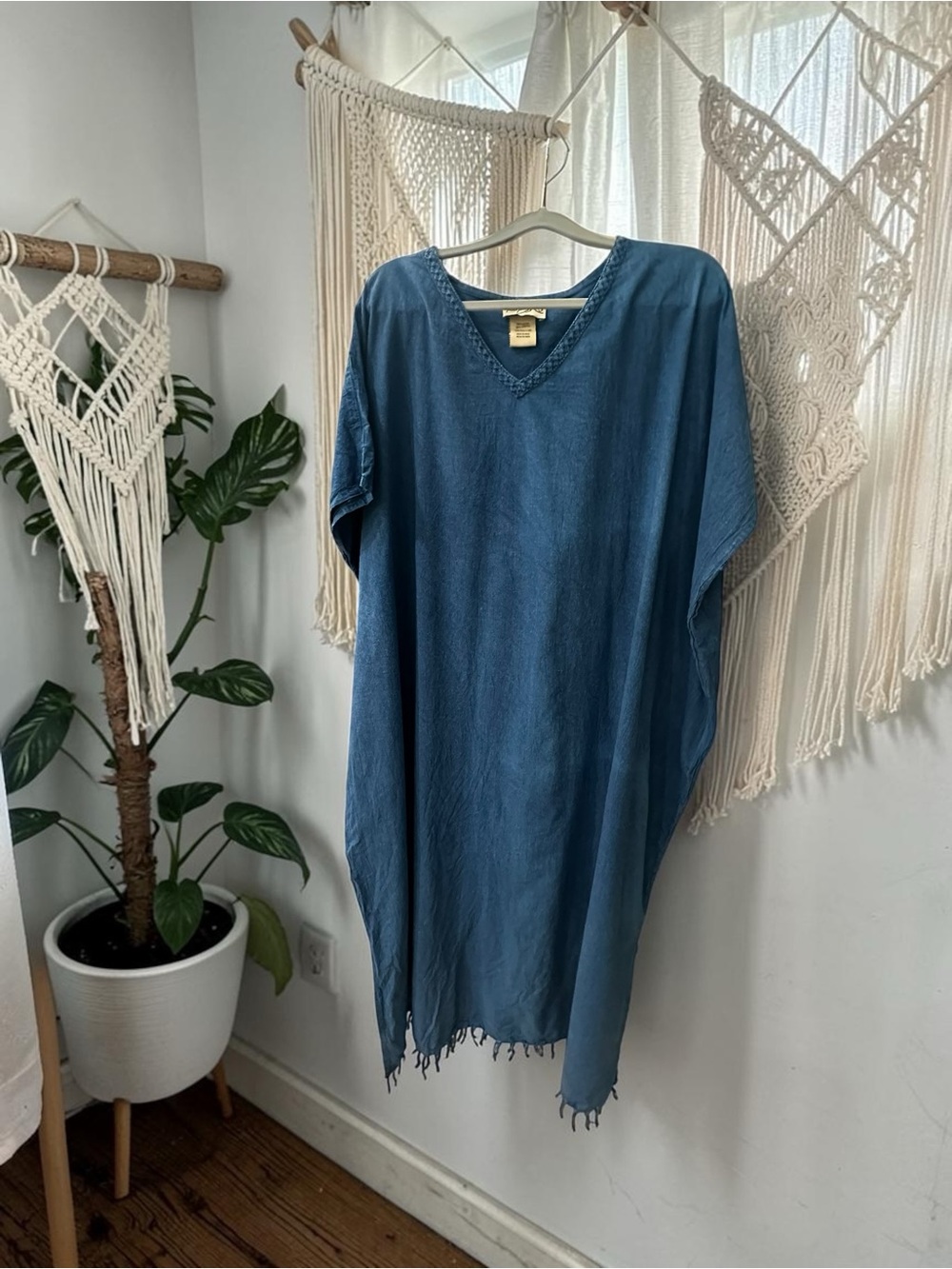 Sahara MG Kaftan/Coverup. Cotton. Mineral Wash Blue. OS